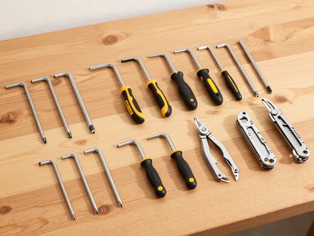 Différents jeux clés Allen comparatif sur établi