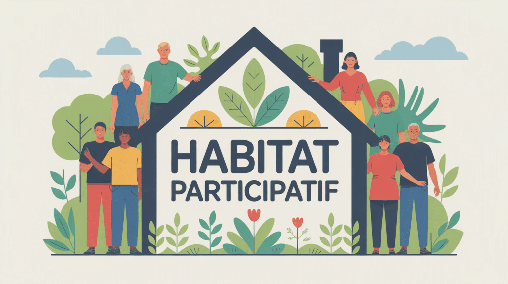 Habitatparticipatif net illustration groupe maison stylisée écologie