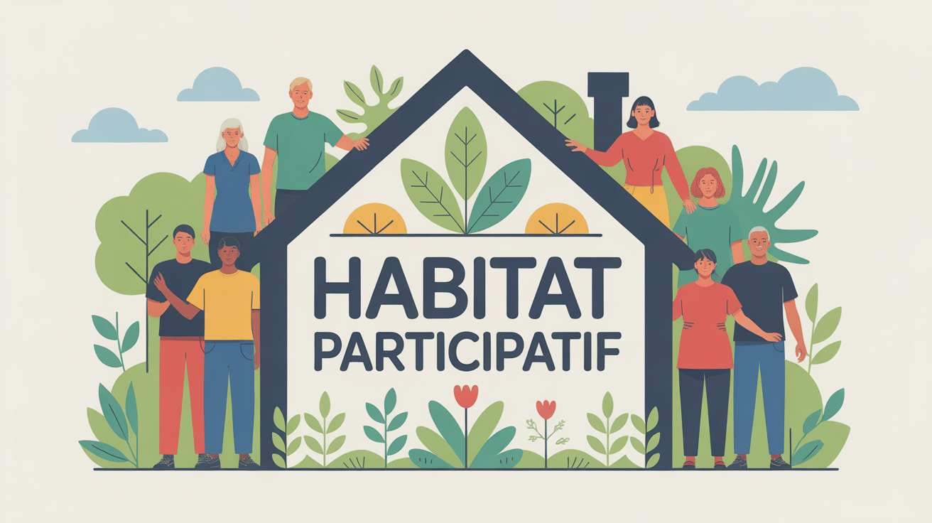 Habitatparticipatif net illustration groupe maison stylisée écologie