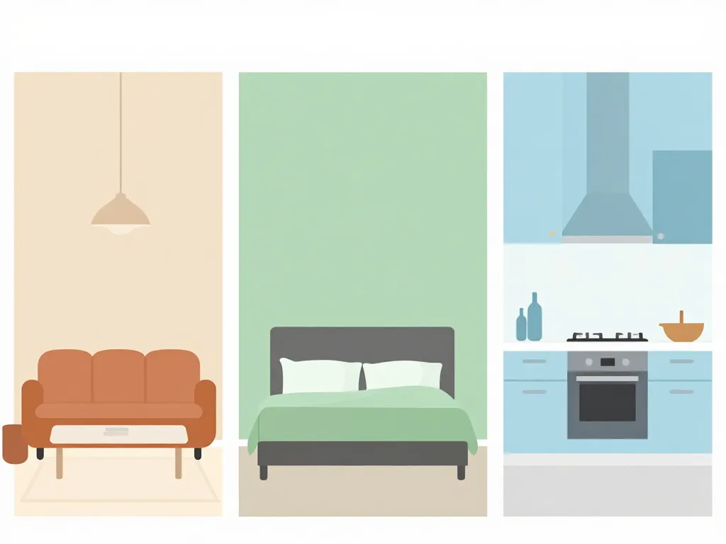 différents espaces maison avec palettes peinture tendance 2024