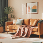 plaid pour canapé d'angle sur canapé moderne avec coussins