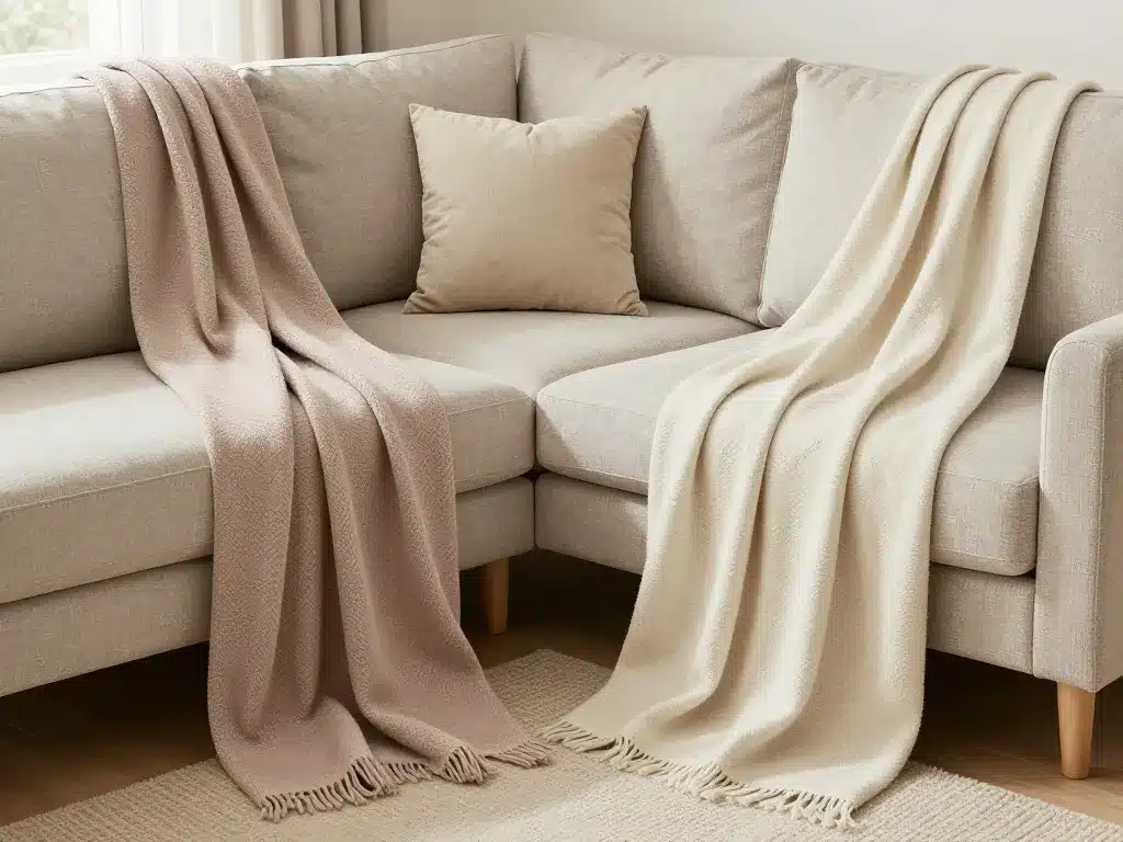 différents plaids pour canapé d'angle selon usage