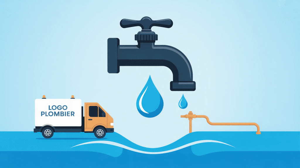 plombier logo moderne clef goutte camion