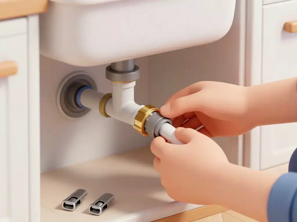 scène raccordement lave vaisselle eau et évacuation sous évier