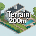 Construction maison moderne sur terrain 200m2 vue isométrique