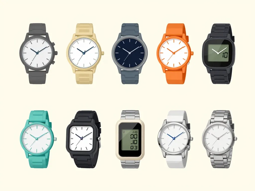 scene produit tic tac montre designs varies