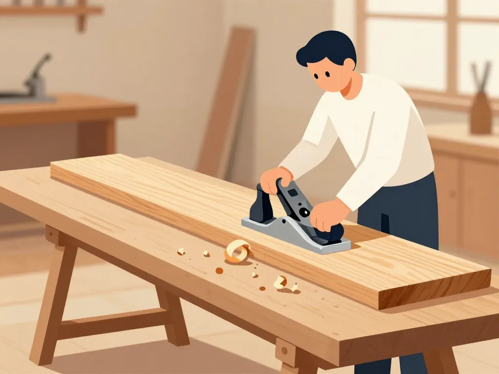 varlope sur établi pour aplanir planche bois