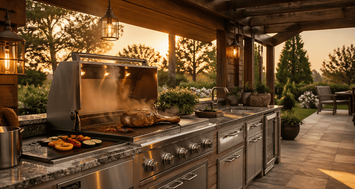 barbecue cuisine extérieure élégant sous pergola