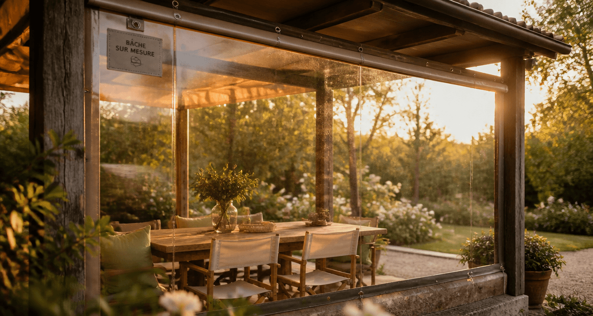 bache terrasse sur mesure pvc transparente sur pergola