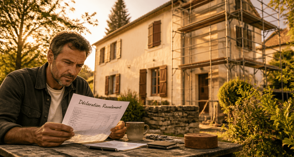comment déclarer un ravalement de façade aux impôts, facture devant façade rénovée