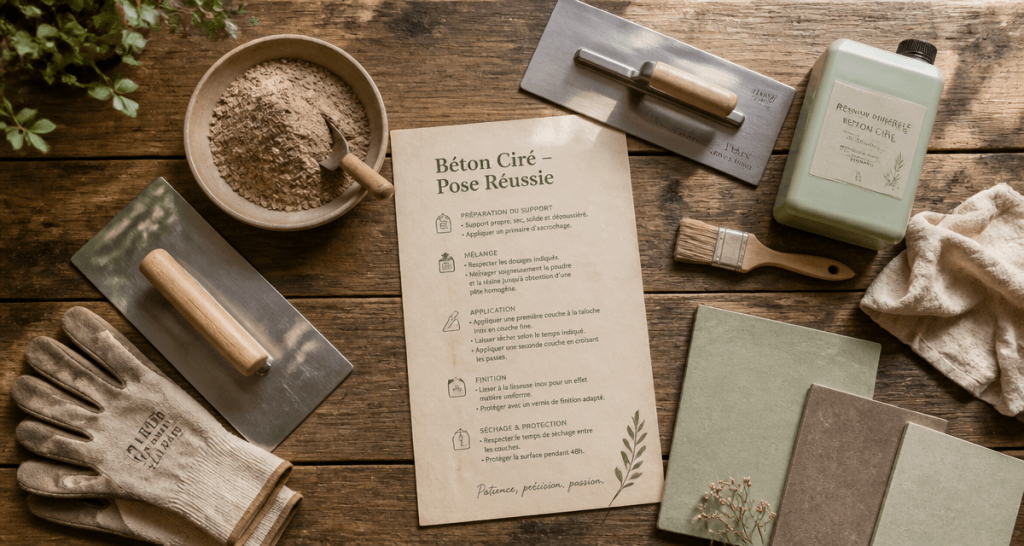 comment faire un beton cire outils sur table