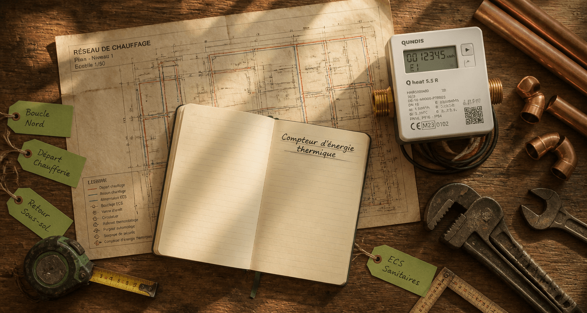 compteur d energie thermique moderne sur plan de chauffage