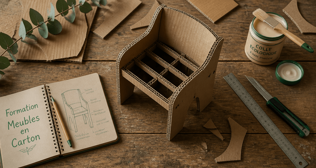 formation meubles en cartons maquette chaise outils