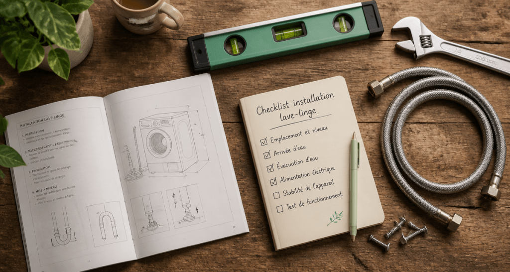 installer machine à laver outils checklist