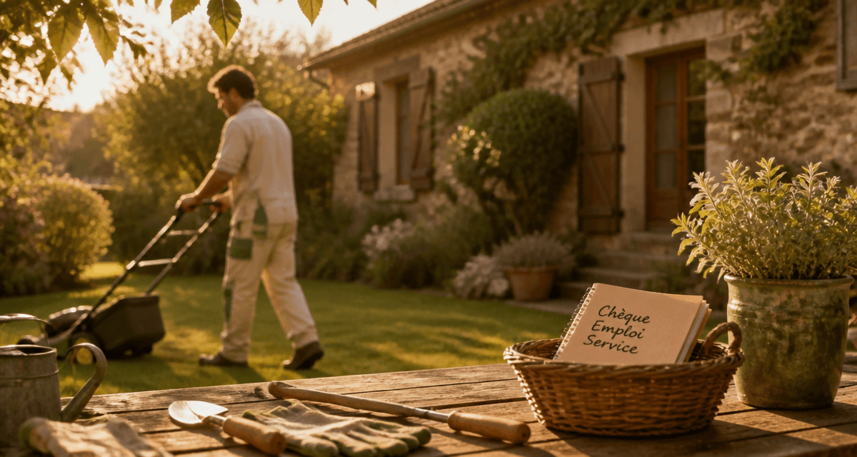 jardinier cheque emploi service devant maison