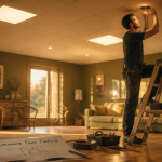 luminaire faux plafond LED et spot encastré