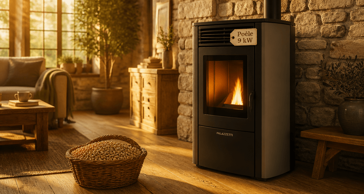 poêle à granulés palazzetti 9kw prix dans salon rustique