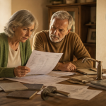 Couple seniors travaux maison impots facture