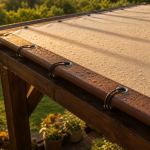 Bache pour pergola PVC tendue sur pergola en bois, œillets et sandows