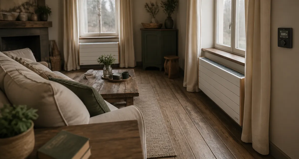 Combien de radiateur pour 30m2 : deux radiateurs modernes en acier sous fenêtres