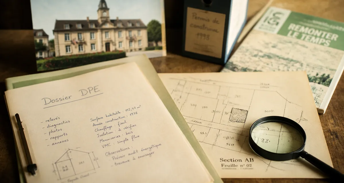 Date de construction maison : dossier DPE, cadastre et loupe pour identifier l’âge