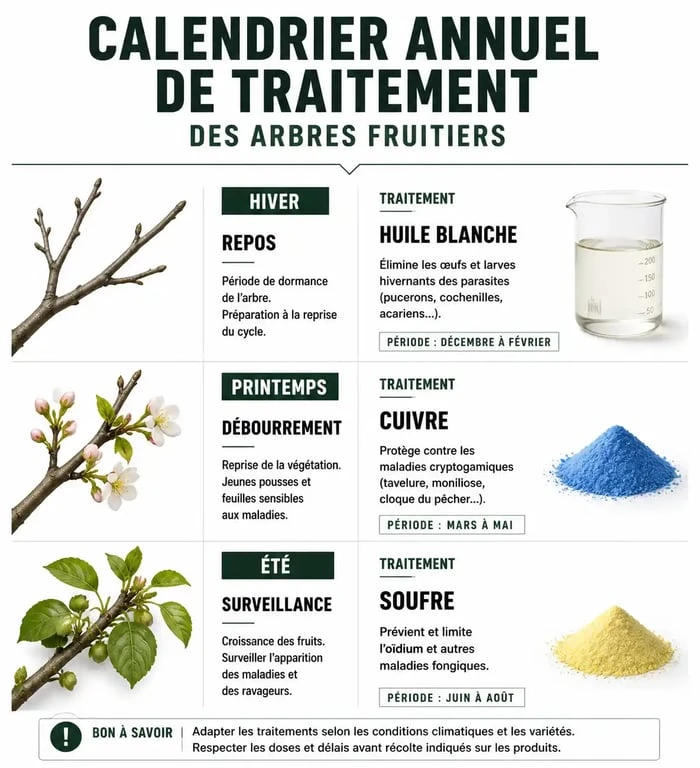 Calendrier annuel pour savoir quand traiter les arbres fruitiers : périodes clés et produits recommandés