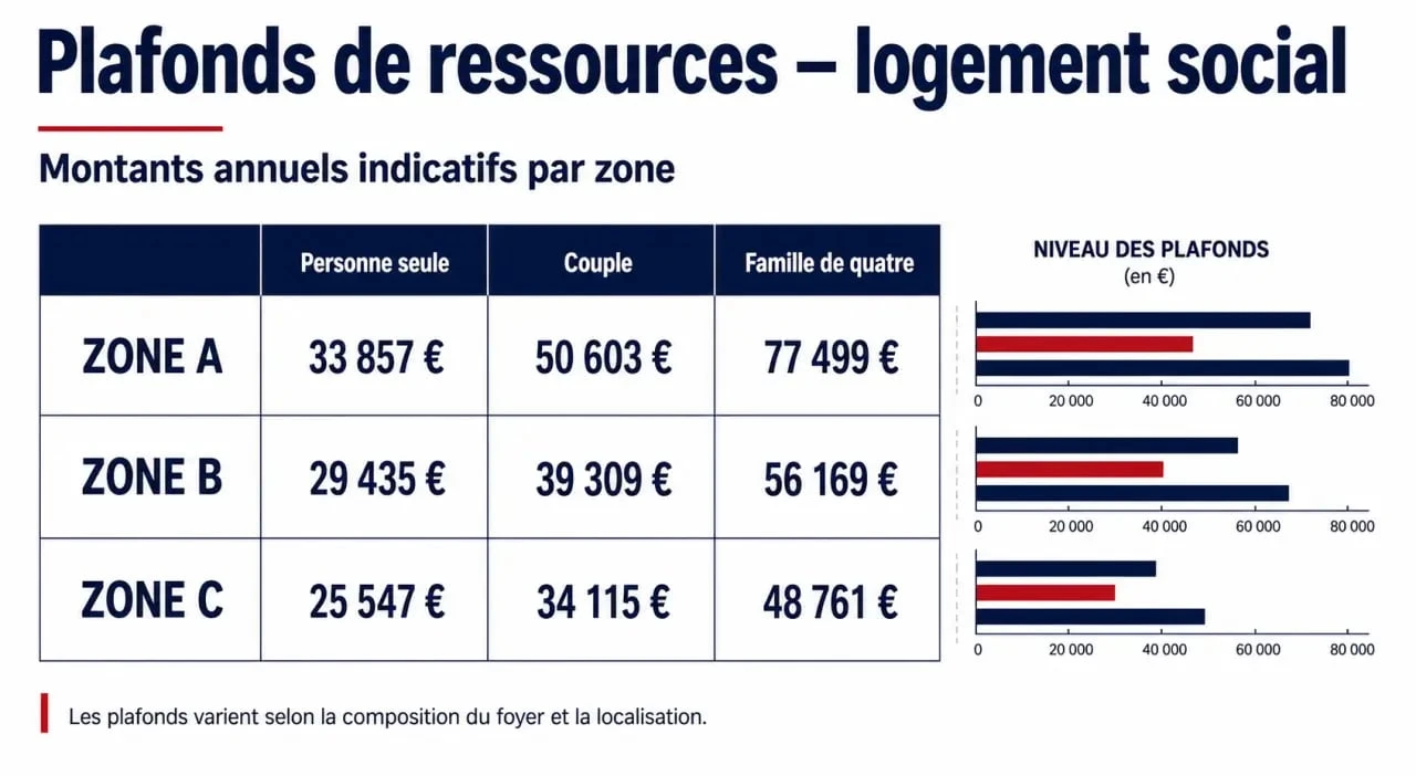 Infographie des plafonds de ressources pour l'accession sociale à la propriété en France