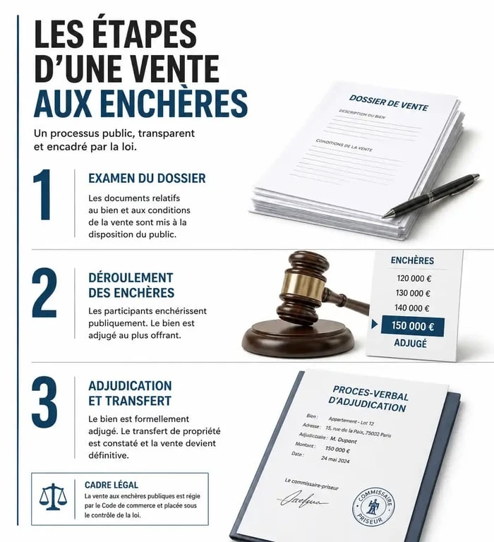 Processus de participation à une vente aux enchères publiques sur Info Enchères