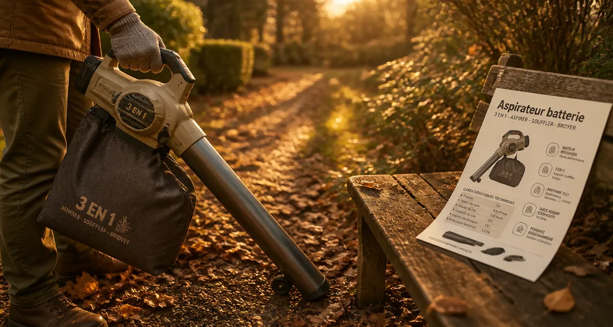 Meilleur aspirateur souffleur broyeur sur batterie, aspiration feuilles mortes