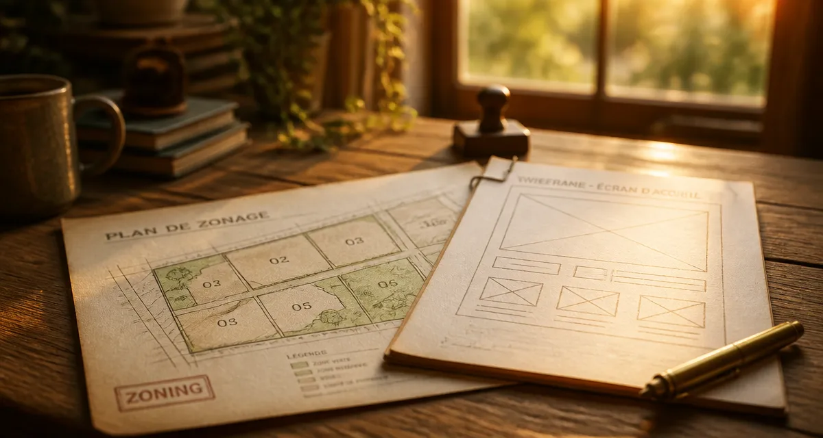 Zonings et zonage : plan de structuration des espaces, wireframe UX
