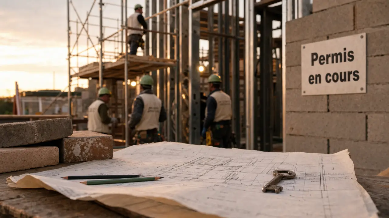 Construction immobilier entreprise : locaux professionnels en chantier, permis en cours