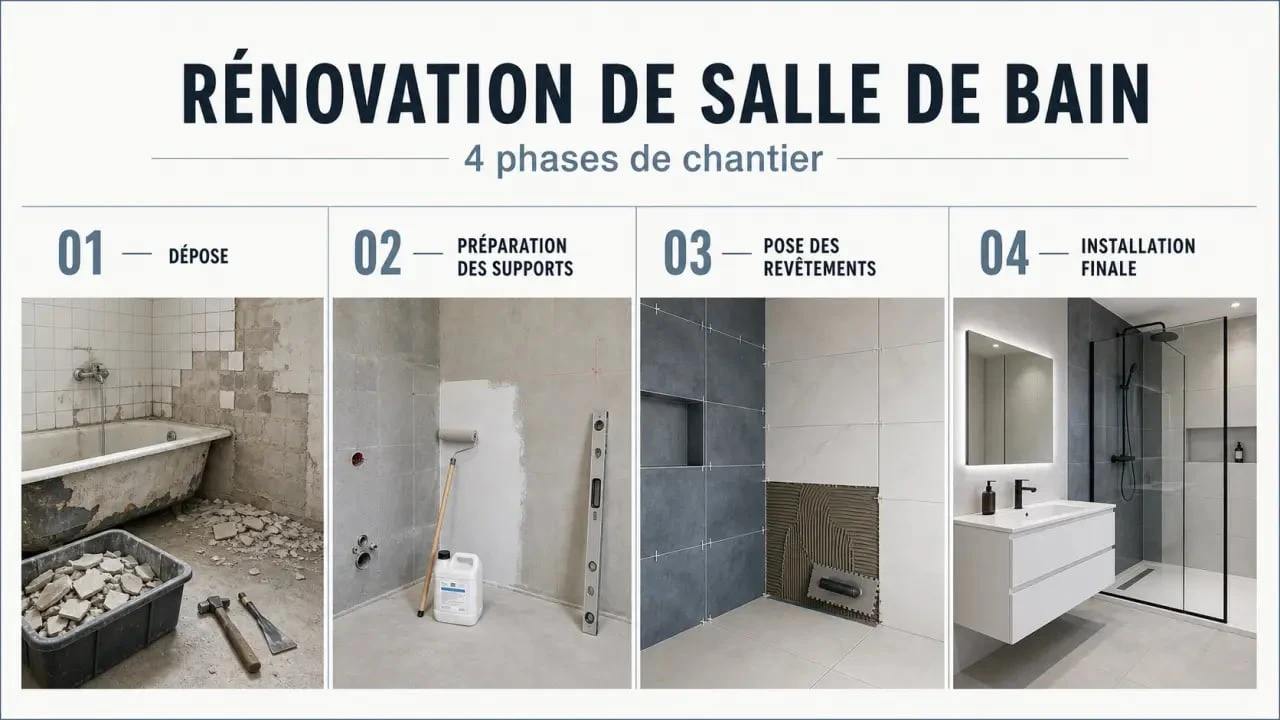 Rénover une salle de bain : illustration des étapes clés d'un chantier en quatre phases