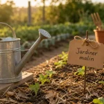 Jardiner malin : paillage autour des jeunes plants au potager