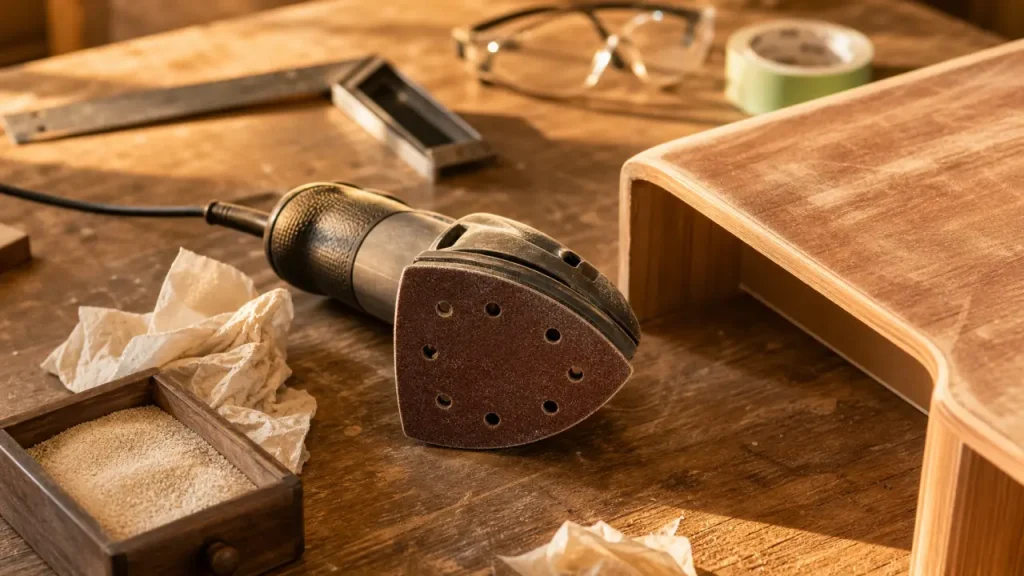 Mini ponceuse électrique delta, plateau et accessoires pour ponçage fin