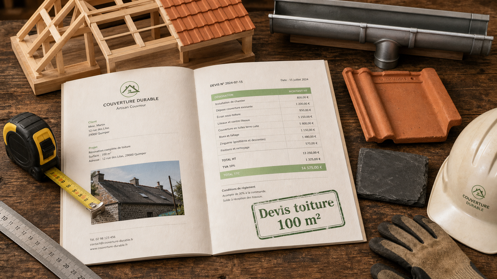 Prix d une toiture 100m2 : devis rénovation toiture sur table