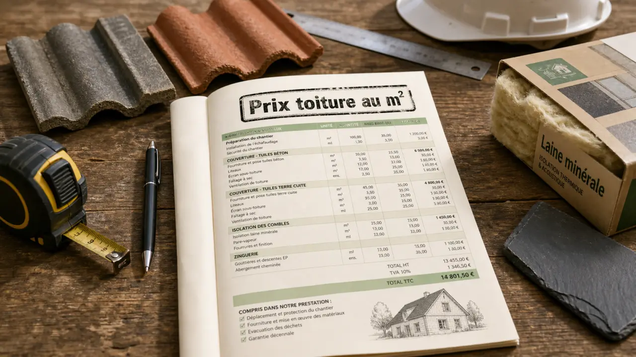 Prix toiture m2 : devis couvreur et tuiles, isolation