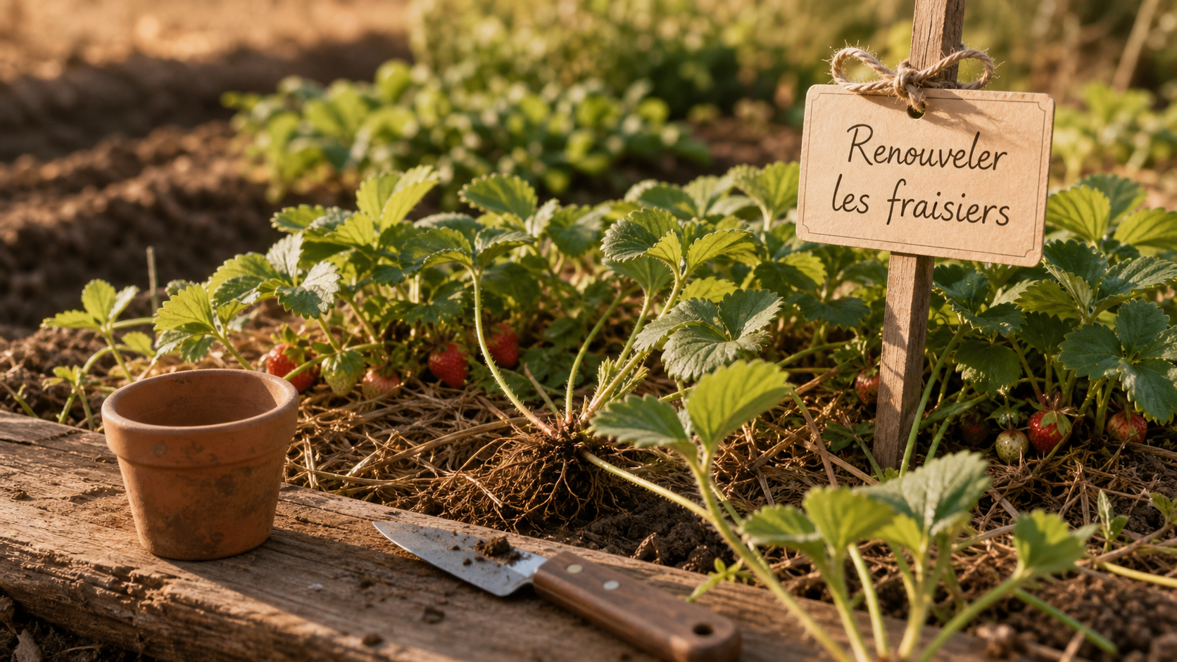 Que faire des vieux fraisiers : renouveler des fraisiers en potager rustique