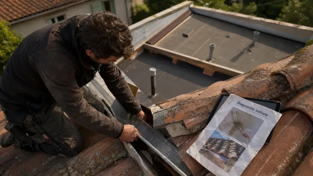 Rénovation toiture Marseille : tuiles canal cassées et humidité au plafond