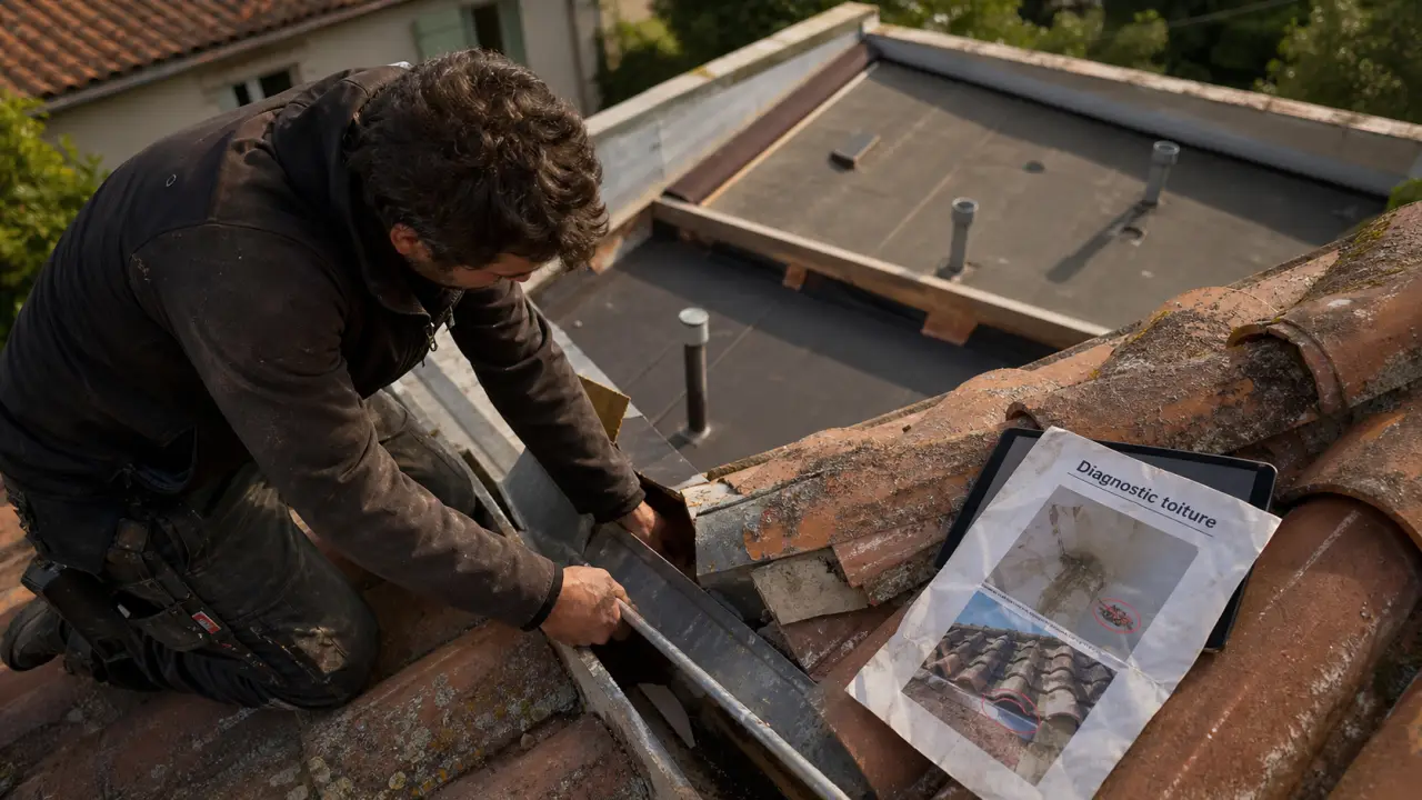 Rénovation toiture Marseille : tuiles canal cassées et humidité au plafond
