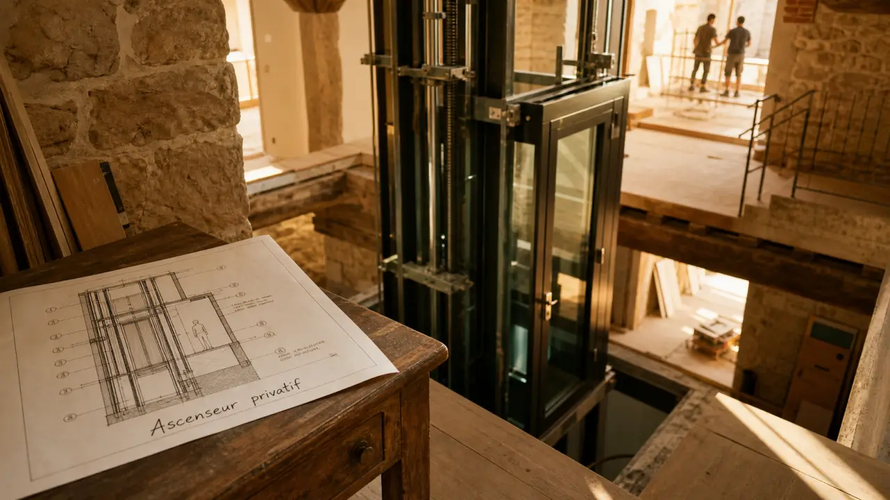 Ascenseur maison individuelle Lyon : trémie intérieure et sécurité