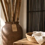 Décoration bambou intérieur naturelle, vase et cannes de bambou