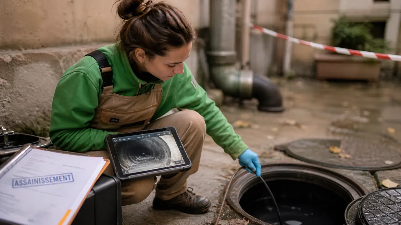 Entreprise assainissement Lyon : inspection caméra dans une canalisation