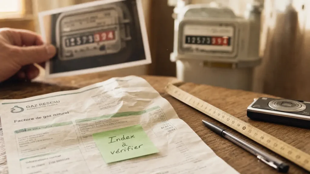 Facture gaz trop élevée Engie : index compteur à vérifier